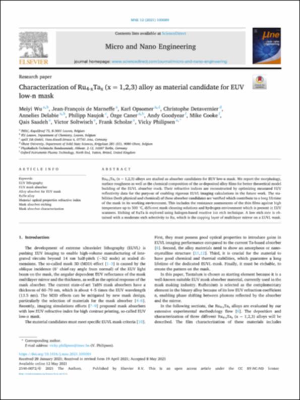 Characterization of Ru4-xTax (x = 1,2,3) alloy as material candidate ...