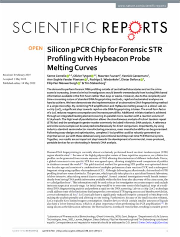 Silicon μPCR chip for forensic STR profiling with HyBeacon probe ...