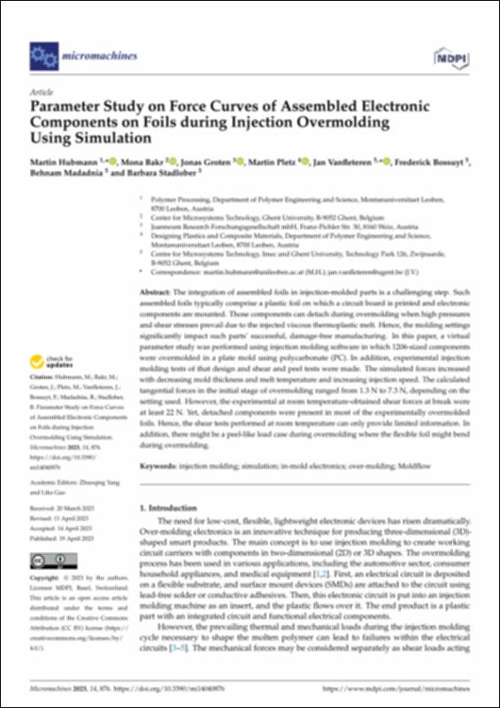 Parameter Study on Force Curves of Assembled Electronic Components on ...