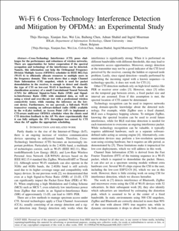 Wi-Fi 6 Cross-Technology Interference Detection and Mitigation by OFDMA ...