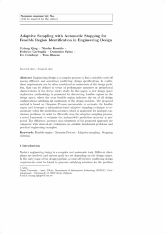 Adaptive sampling with automatic stopping for feasible region ...
