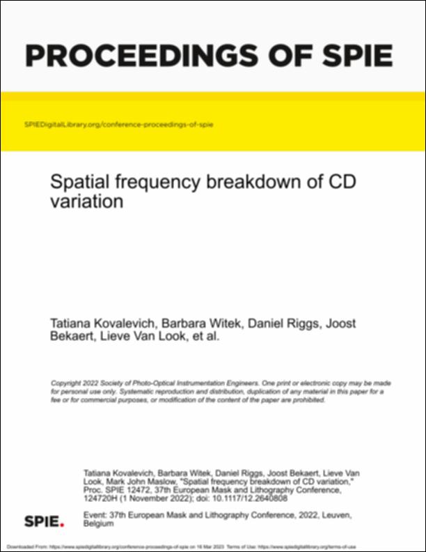 Spatial frequency breakdown of CD variation