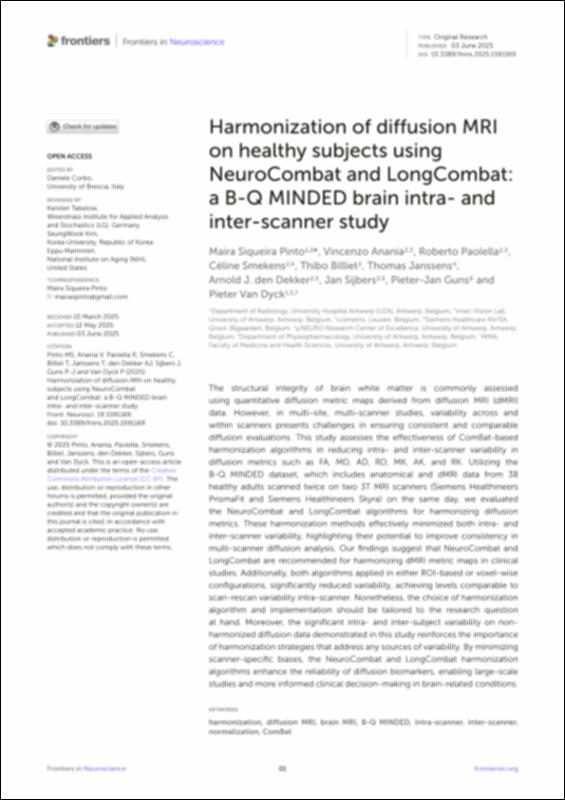 Harmonization of diffusion MRI on healthy subjects using NeuroCombat ...
