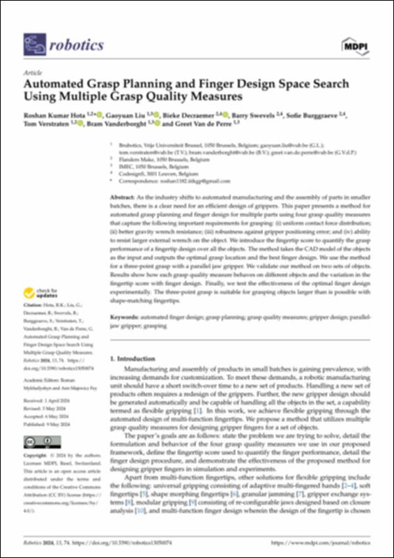 Automated Grasp Planning and Finger Design Space Search Using Multiple ...